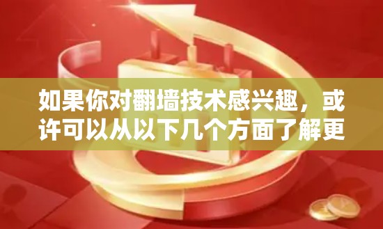 如果你对翻墙技术感兴趣,或许可以从以下几个方面了解更多